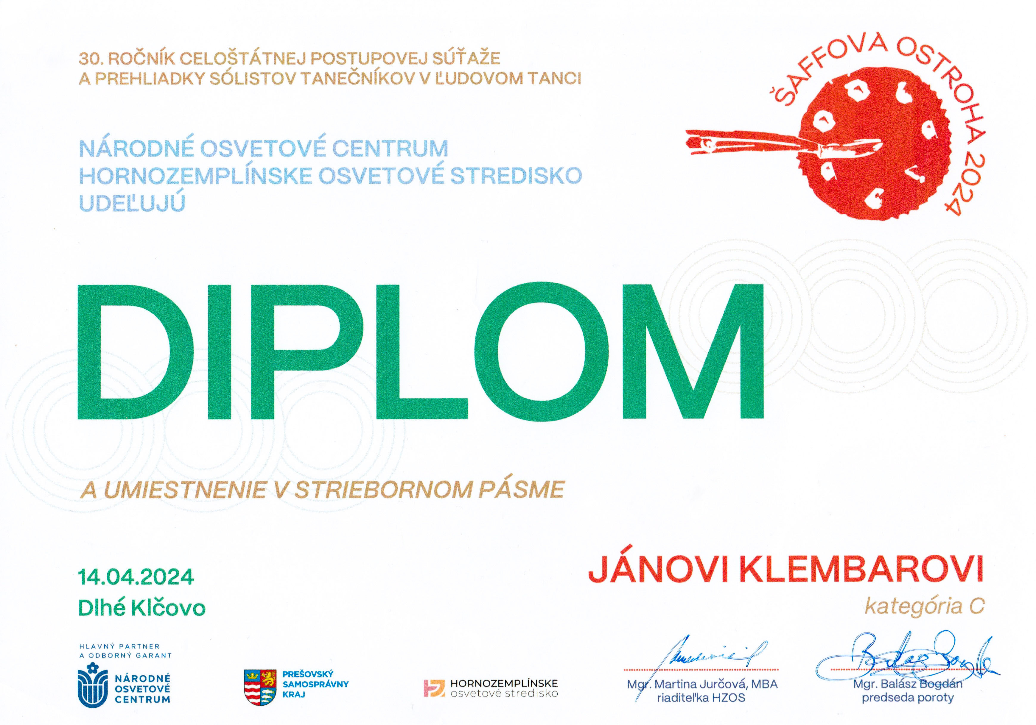 Šaffova ostroha_Diplom_J.Klembara